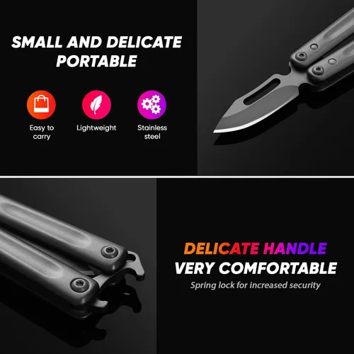 Miniatura 5 de XXV Cuchillo de bolsillo, cuchillo plegable de acero inoxidable para exteriores, pequeños cuchillos de camping portátiles, regalos para hombre