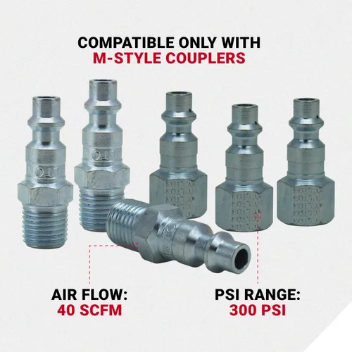 Miniatura 5 de Milton S212 S-212 14" NPT M Style Coupler and Plug Kit - 7 piezas