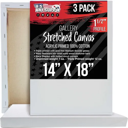 Miniatura 14 de U.S. Art Supply Lienzo grande estirado para pintar de 16 x 20 pulgadas, profundidad de galería, 1-1/2 pulgadas de grosor, paquete de 3 – 12 onzas