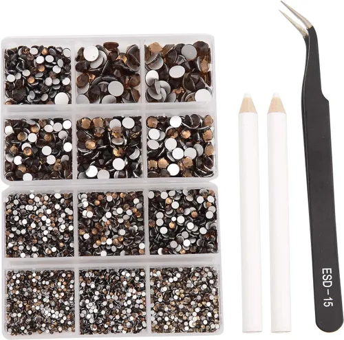 Miniatura 66 de NCB 288 diamantes de imitación de cristal redondos para arte de uñas, con parte trasera plana, para hacer accesorios de bricolaje, zapatos, ropa