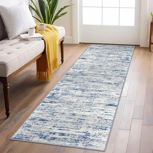 Miniatura 53 de Lansny Alfombra moderna abstracta de 2 x 5 pies, color negro, gris, blanco, lavable, alfombra de entrada para cocina, alfombra antideslizante suave