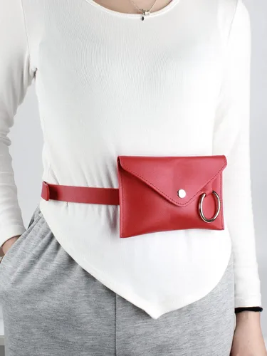 Miniatura 5 de Danse Jupe - Riñonera de piel sintética para mujer, diseño de cinturón, B1 - Rojo, talla única