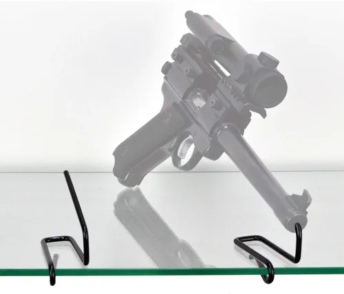 Miniatura 3 de Gun Storage Solutions . Soportes de exhibición de pistola Kikstand de 22 cales y más grandes, estilos de recorte de estante de vidrio o de pie libre