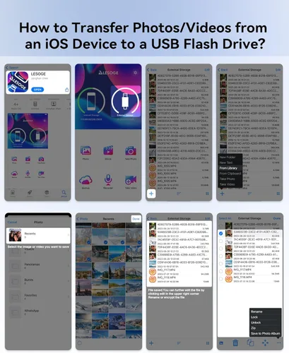 Miniatura 8 de Unidad flash de 256 GB con certificación MFi para iPhone Photo Stick, memoria USB para fotos, videos, unidad de salto de alta velocidad