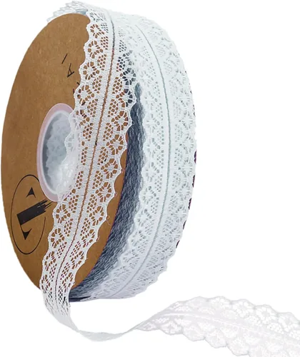 Cinta de encaje con ribete, tela de encaje con patrón vintage en rollo - Perfecta para envolver regalos, manualidades, diseño de flores, costura y