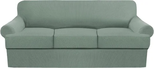 Miniatura 38 de Juego de fundas para sillas con cojines en T de 2 piezas, funda de sofá elástica para sillones y sillas con cojines en T