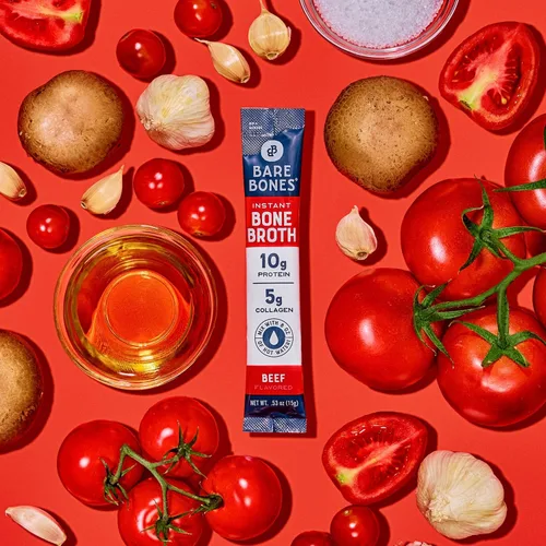 Miniatura 5 de Mezcla instantánea Bare Bones de caldo de huesos, de huesos, de res, 10gr de proteína, apto para dieta Keto y Paleo, sobres en barras de 0.53 oz