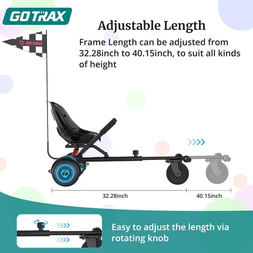 Miniatura 5 de Gotrax Hoverboard - Accesorio de asiento de kart para patineta de equilibrio automático de 6.5", 8", 8.5", 10", longitud del marco ajustable