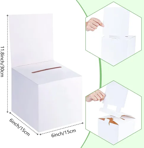 Miniatura 3 de Juego de 12 cajas para rifas, urnas y buzones de sugerencias con ranura, cajas de cartón para rifas de 15 x 15 x 15 cm con ranura para boletos