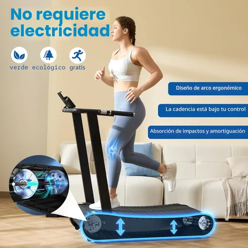 Miniatura 3 de ERGOLIFE Curved Treadmill with Non-Electric Motorized, 2-in-1 Folding Treadmill with APP for Home Workout, Compact Manual Walking Pad, Office