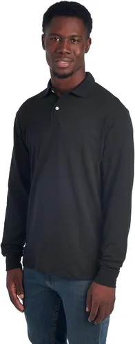 Miniatura 2 de Jerzees Polo de manga larga para hombre, mezcla de algodón, cierre de dos botones, ajuste regular, tallas S-2x