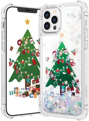 Miniatura 25 de Maxdara Funda de Navidad para iPhone 11, diseño de muñeco de nieve con purpurina líquida brillante cubierta bonita para niñas y niños, 6.1 pulgadas