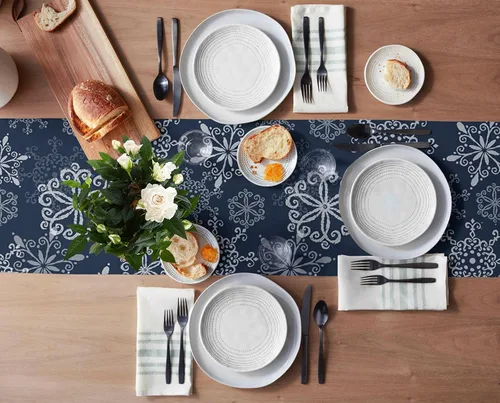 Miniatura 3 de Christmas Table Runner Snowflake Winter Holiday Table Runners for Christmas Non-Slip Teal Blue Dinner Runner Party Decorations 13x36 Inch