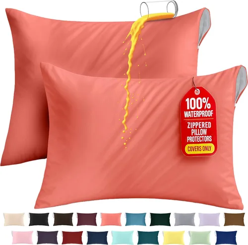 Miniatura 11 de Utopia Bedding Protector de almohada impermeable, con cremallera, paquete de 2, beige, estándar, funda de almohada a prueba de chinches, de 20 x 26