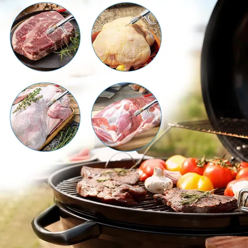Miniatura 3 de Bomba eléctrica inyectora de carne con manguera, jeringa inyectora de marinada de acero inoxidable de 70 W con 10 agujas para barbacoa, pavo, cerdo