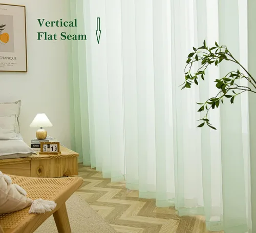 Miniatura 5 de PI Cortinas Transparentes Verdes de 84 Pulgadas de Largo, con Ojales en la Parte Superior, Cortinas Transparentes de Gasa para Guardería/Jardín
