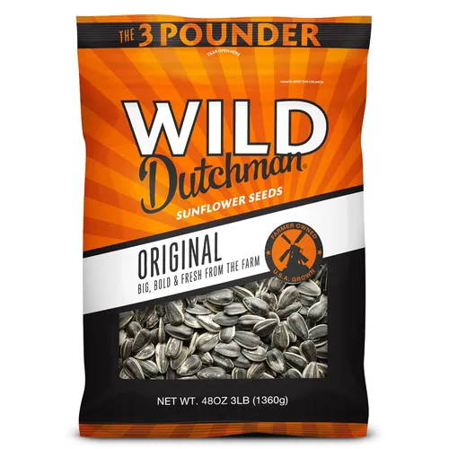Miniatura 9 de Wild Dutchman Semillas de girasol tostadas en una bolsa resellable para una máxima frescura y un aperitivo fácil de verter, sabor original salado