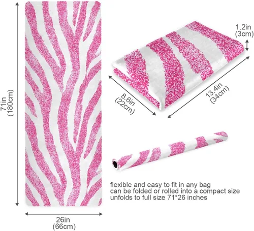 Miniatura 6 de Hot Pink Zebra Pattern Yoga Mat Non Slip Thick Kids Eco Friendly Rubber Workout Foldable Yoga Mat Women Exercise