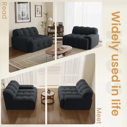 Miniatura 7 de Sofá modular modular de 86.6 pulgadas, sofá biplaza de gran tamaño, tela de malla 3D, cómodo sofá de nube, sofá curvado para sala de estar, oficina