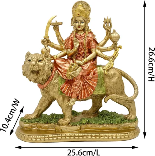 Miniatura 5 de BangBangDa Estatua de ídolo de Durga de la diosa hindú, figura de Durga en tigre, India, Murti, hogar, templo mandir, altar puja, artículo
