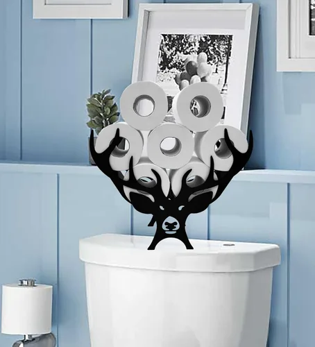 Miniatura 5 de Black Antler - Soporte de papel higiénico de metal, organizador de papel higiénico decorativo de metal para baños, capacidad para 8 rollos