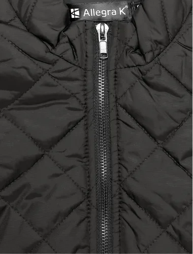 Miniatura 7 de Allegra K - Chaleco acolchado y ligero, de cuello alto, con cremallera, para mujer