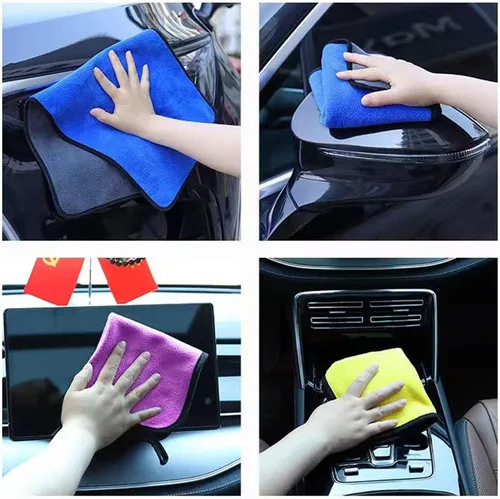 Miniatura 2 de Paquete de 10 toallas de microfibra premium de terciopelo coral para lavado y detallado de automóviles, limpieza del hogar, ultrasuaves