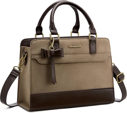Miniatura 10 de LOVEVOOK Carteras para mujeres, Bolso tote de cuero y carteras, Bolso bandolera cruzado con asa superior con cremallera Negro/Blanco/Marrón