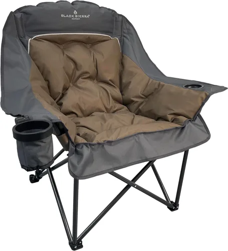 Miniatura 14 de Black Sierra Silla de campamento de gran tamaño para adultos, asiento al aire libre resistente con acolchado de felpa, soporta 400 libras, Marrón