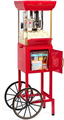 Nostalgia Máquina para hacer palomitas de maíz - Carrito profesional con caldera de 2.5 onzas que hace hasta 10 tazas - Máquina de palomitas vintage