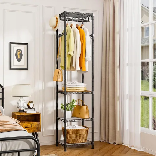 Miniatura 2 de R1 Perchero de Servicio Pesado para Ropa, Percheros para Ropa para Colgar Prendas, Perchero de Prendas con Estantes de Almacenamiento, Perchero
