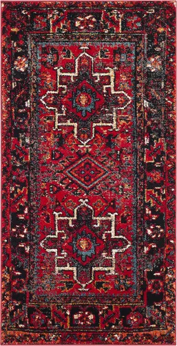 Miniatura 37 de SAFAVIEH Vintage Hamadan Collection Alfombra - 5'3" x 7'6", Rojo & Multi, Diseño tradicional persa, que no desprende pelusa y fácil de limpiar