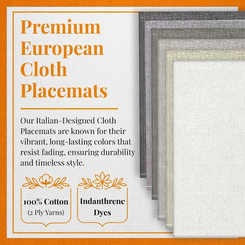 Miniatura 9 de Italy - Manteles individuales de tela prémium (juego de 4) manteles individuales 100% algodón, color gris carbón, 20 x 14 pulgadas, tela tejida