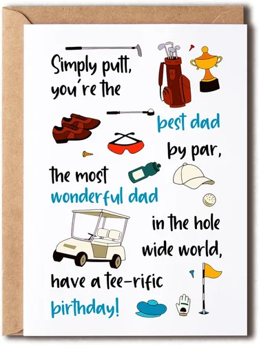 EruditeGifts Simply Putt You're The Best Dad By Par - Divertida tarjeta de cumpleaños para papá de hijo e hija - Tarjeta de felicitación de