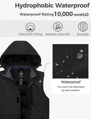 Miniatura 5 de wantdo Chaleco de invierno cálido para hombre, chaleco acolchado a prueba de viento con capucha