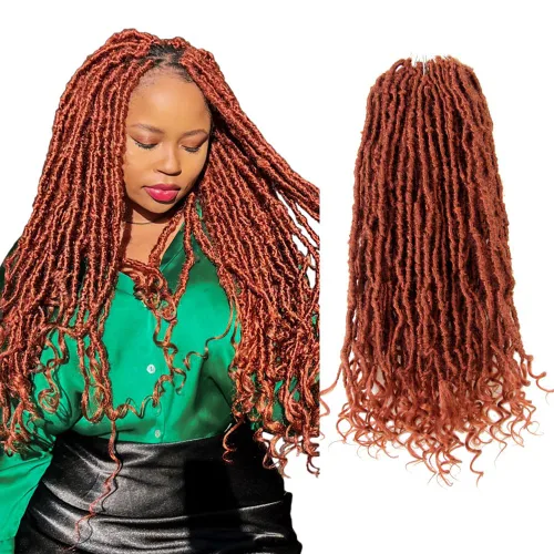 Miniatura 27 de Niseyo Wild Locs - Rastas sintéticas desgastadas de 14 pulgadas con extremos rizados, 8 paquetes de cabello largo y suave con bucles preformados