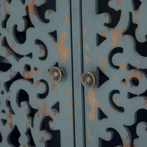 Miniatura 6 de Sophia & William - Armario pequeño de acento con puerta única, mesa auxiliar lateral de 31.5" de altura, mesita de noche desgastada con puerta Azul