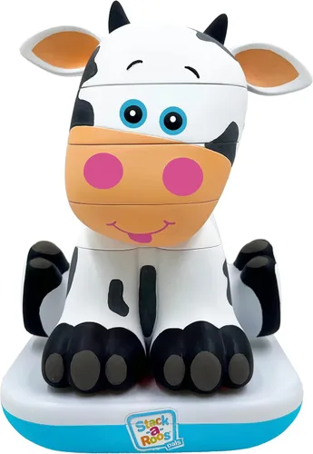 Stack-a-Roos Baby Cow por Salus Brands - Juguete apilable de animales, juguete educativo de aprendizaje temprano para bebés y niños pequeños, a Cerdo