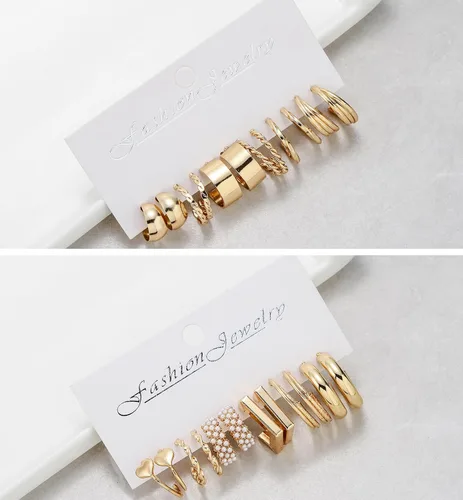 Miniatura 4 de 24 pares de aretes de aro para niñas y mujeres, aretes geométricos de moda, aretes de tuerca de moda, regalo de joyería para fiesta de cumpleaños