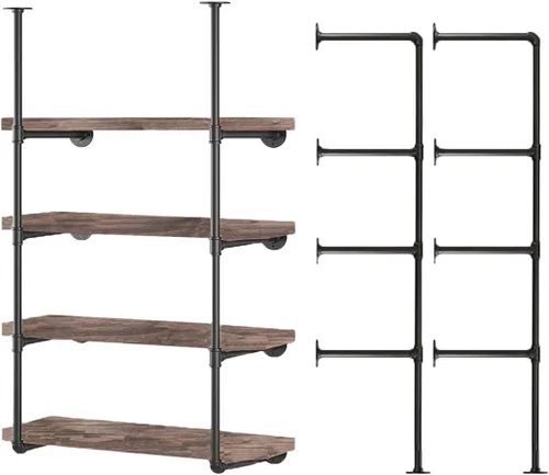 Soporte de estante de tubo de hierro industrial para montaje en pared, estantería abierta retro, estantes de almacenamiento, estantes colgantes de