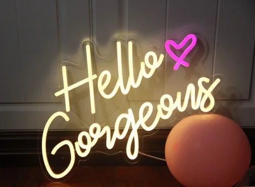 Miniatura 4 de DAKABUKA Letrero de neón Hello Gorgeous, luces LED de neón blancas cálidas para decoración de casa, boda, cumpleaños, despedida de soltera, fiesta