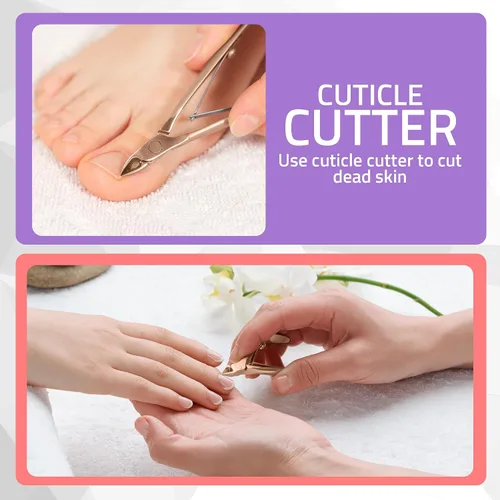 Miniatura 4 de Utopia Care Cortadora de cutículas con empujador, juego de recortadora de uñas, kit profesional de manicura y pedicura, kit de herramientas