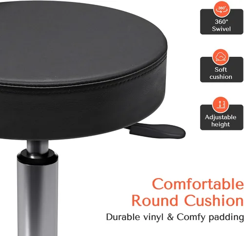 Miniatura 4 de TASALON Taburete con ruedas - Taburete ajustable con ruedas - Banco de trabajo giratorio suave - Silla de escritorio para cocina, salón, spa