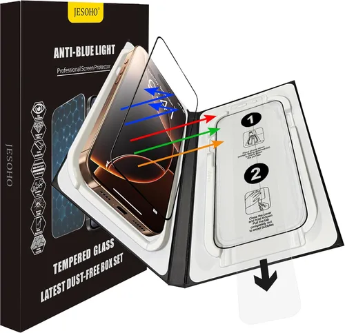 Miniatura 13 de Protector de pantalla de luz azul para iPhone 12 Pro Max (2020-6.7 pulgadas), protección ocular HD transparente con bloqueo de luz azul, vidrio