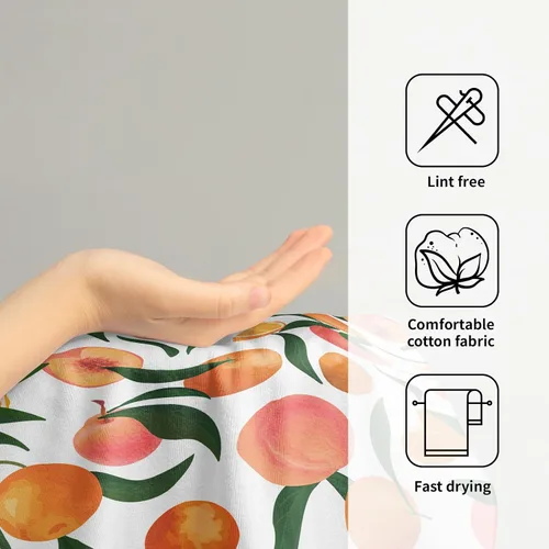 Miniatura 4 de Giwawa Juego de 2 toallas de mano de color naranja melocotón, toalla de cara con diseño de frutas, bonito diseño brillante y colorido, toalla facial