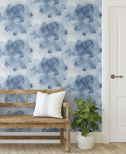 Miniatura 5 de NextWall Papel tapiz de acuarela con diseño de girasol