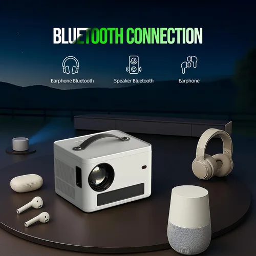 Miniatura 6 de Proyector con WiFi y Bluetooth, Proyector Nativo 1080P con Soporte 4K con Corrección Trapezoidal Vertical Automática, Proyector de Películas Blanco