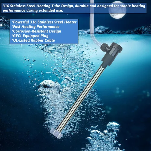 Miniatura 2 de Calentador de agua sumergible de 1500 W, calentador de agua eléctrico portátil para piscina y bañera de hidromasaje con control de temperatura