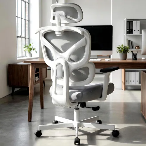 Miniatura 11 de AreShark Silla ergonómica de oficina – Silla de escritorio de malla transpirable con respaldo alto con soporte lumbar y reposacabezas ajustable