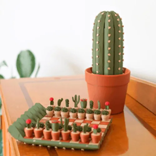 Miniatura 6 de Cactichess - Juego de ajedrez de cactus enrollable avanzado, tablero de ajedrez con temática de cactus, juego de ajedrez portátil impreso en 3D